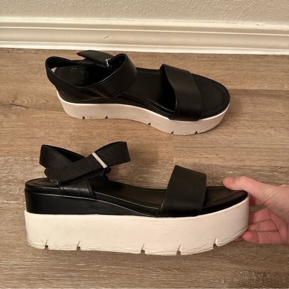 Franco Sarto Leather Strappy Platform Sandals Black 10 - Picture 1 of 8